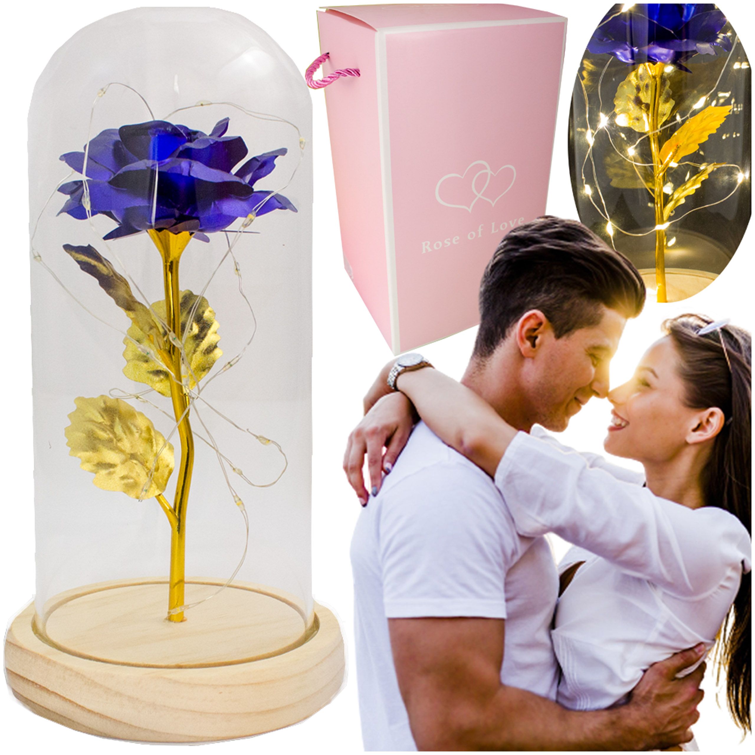  Brīnišķīgi mākslīgs gadsimts gaismas roze glāzē dome dāvana tavā dzimšanas dienā