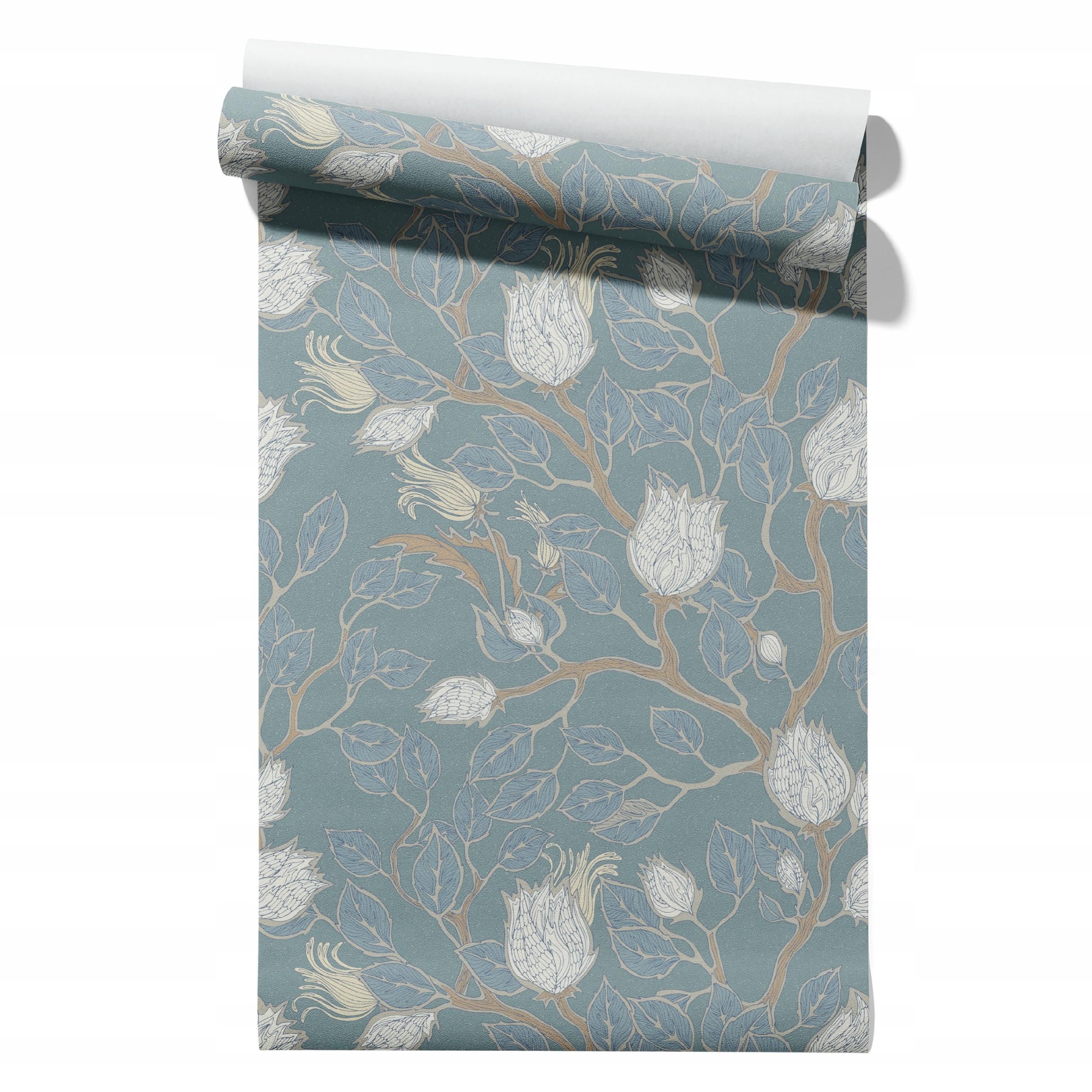  Wallpaper non-woven fabric pastel cherries wallpaper in a roll 50cm x 6,1mb