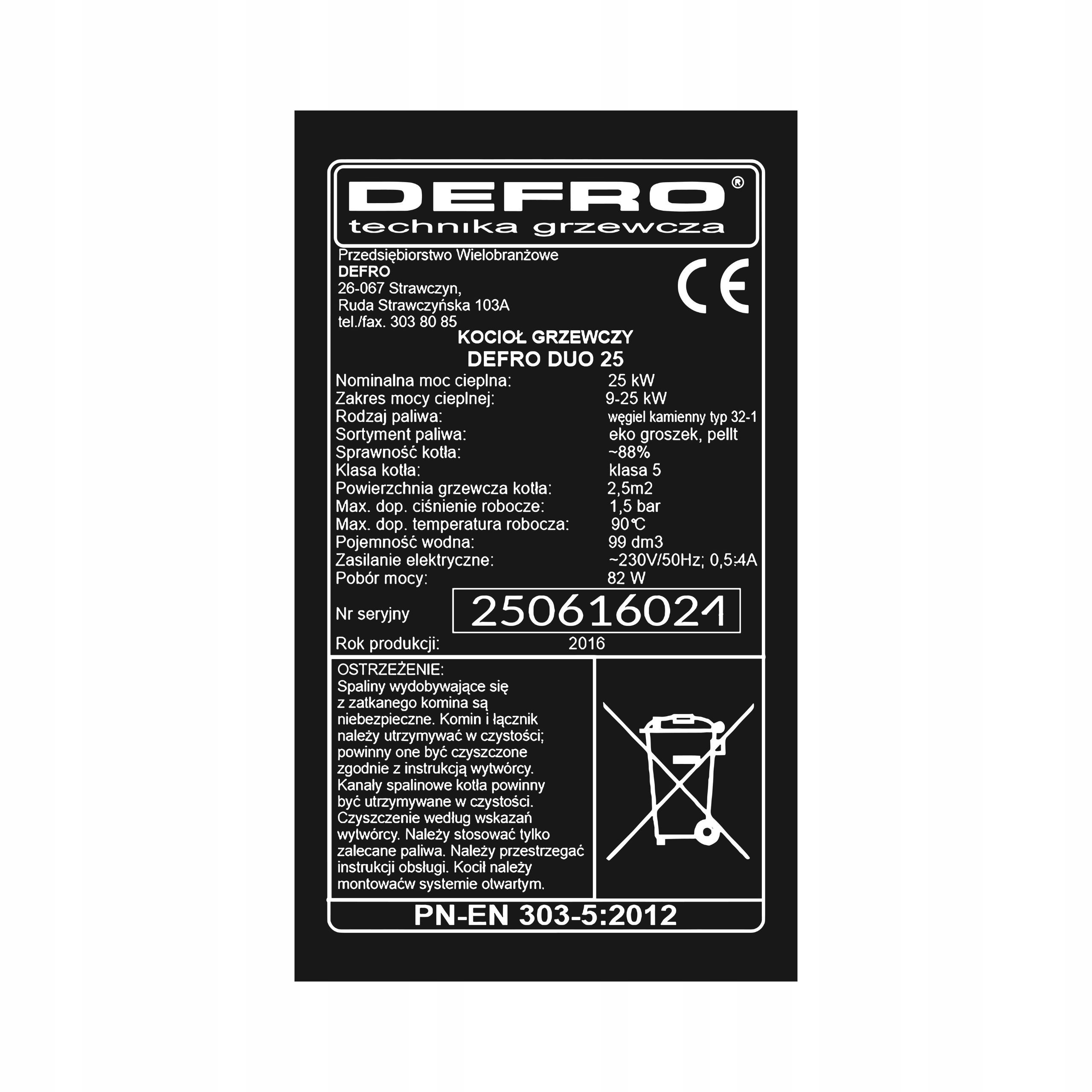  Nameplate sticker on heating boiler kolton others wtornik