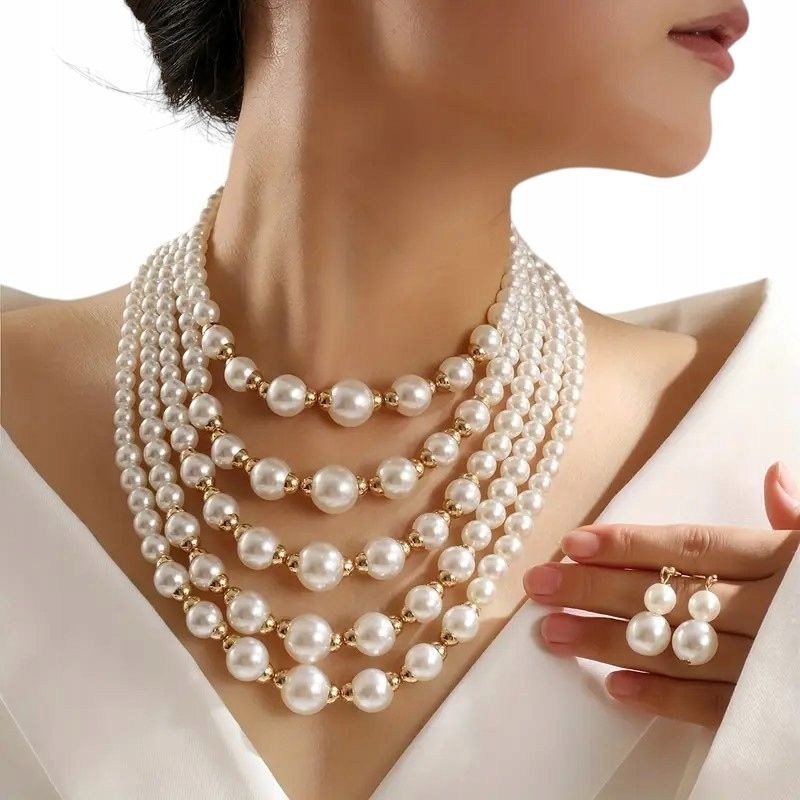  Garnitur ohrringe goldkette diamanten blumen blumen perlen perlen hochzeit