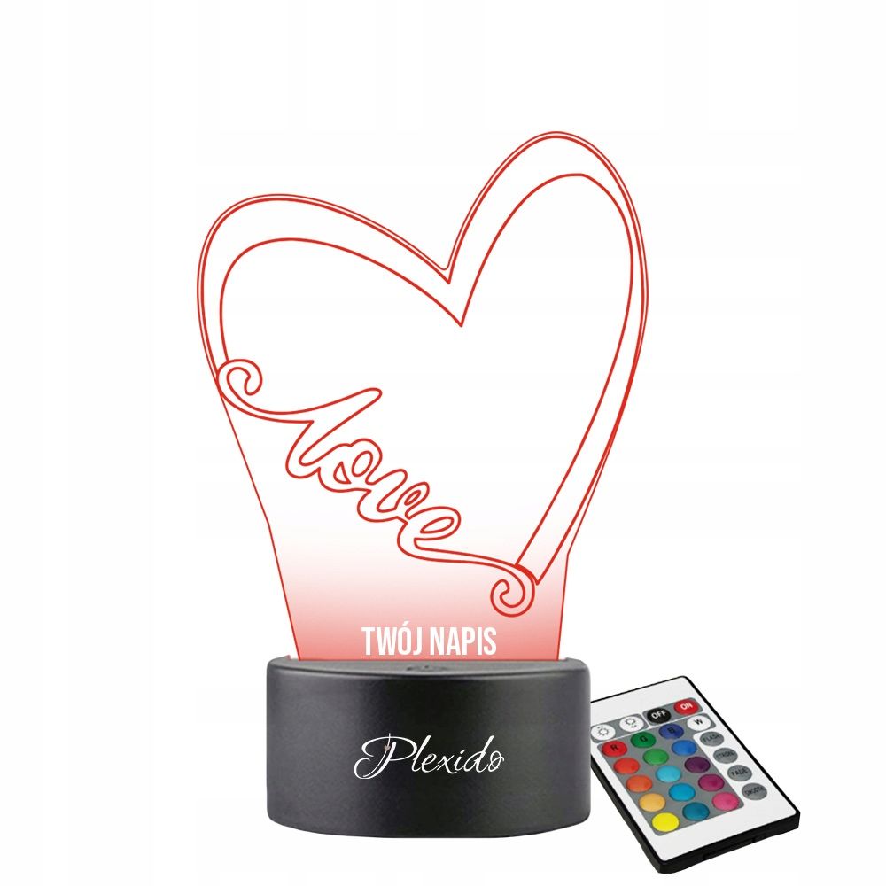  3d nakts gaisma led par dāvanu valentīna diena gravēšana