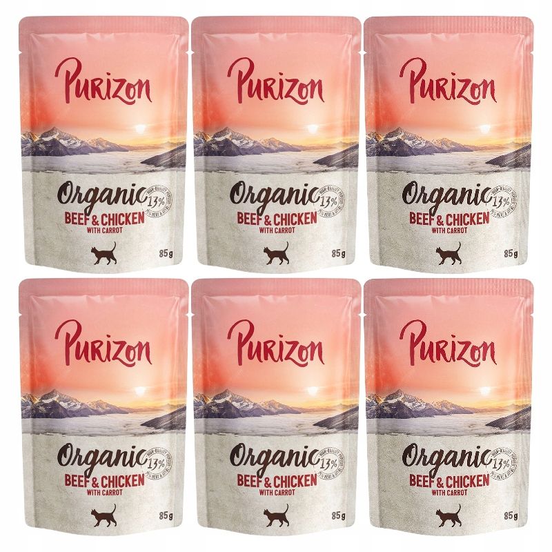  Purizon organic konservi lasis cālis spināti 6x85g kaķim