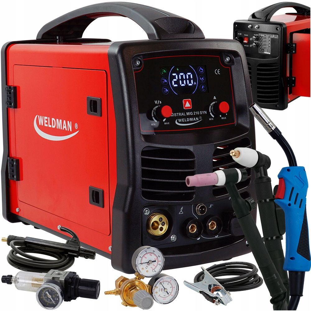  Suvirinimo aparatas mig mistral mig 200a magas tig plazma weldman sinergija igbt 230v