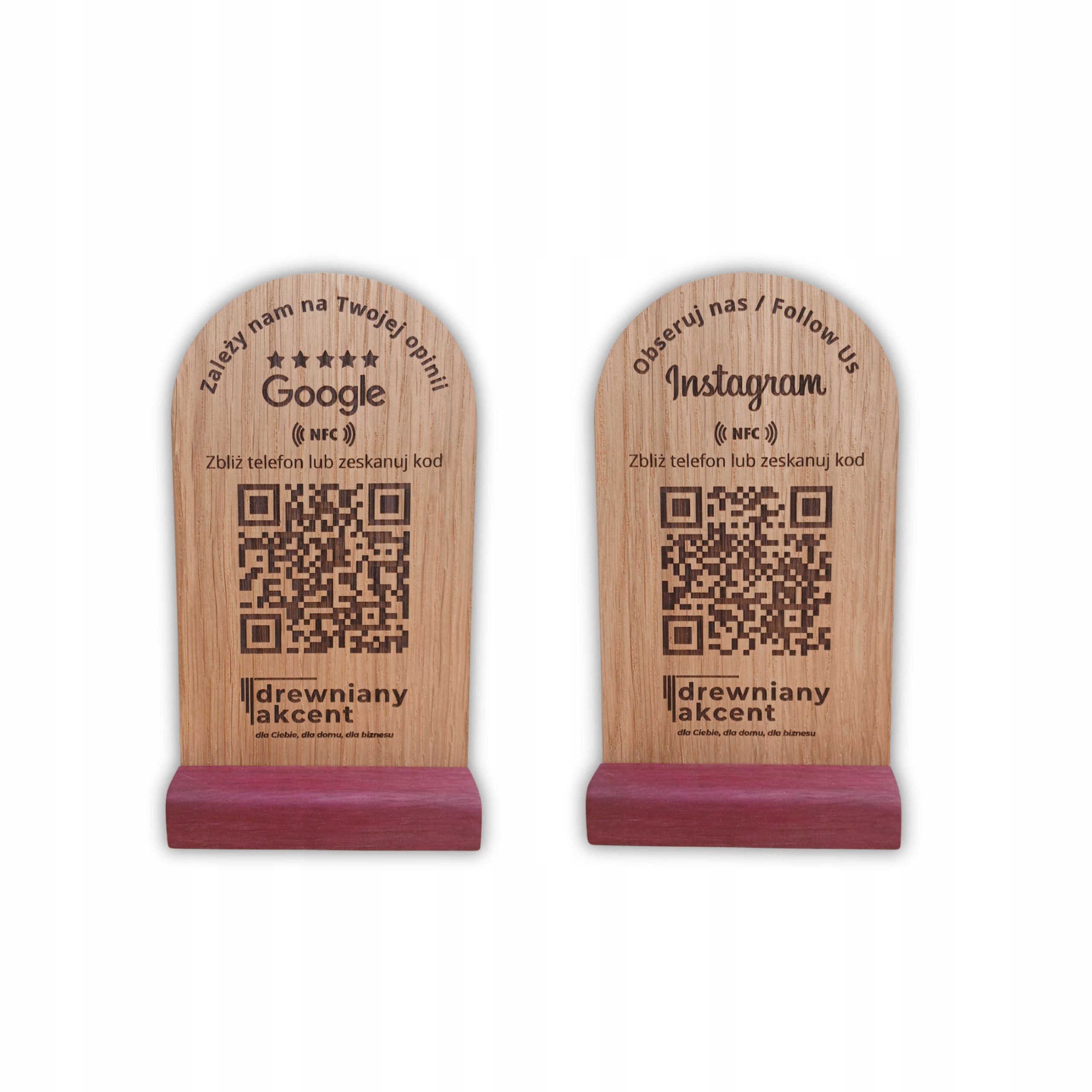  Dřevěný stojan nfc pro volby opinii, ocen nás w google pixel, qr, instagram