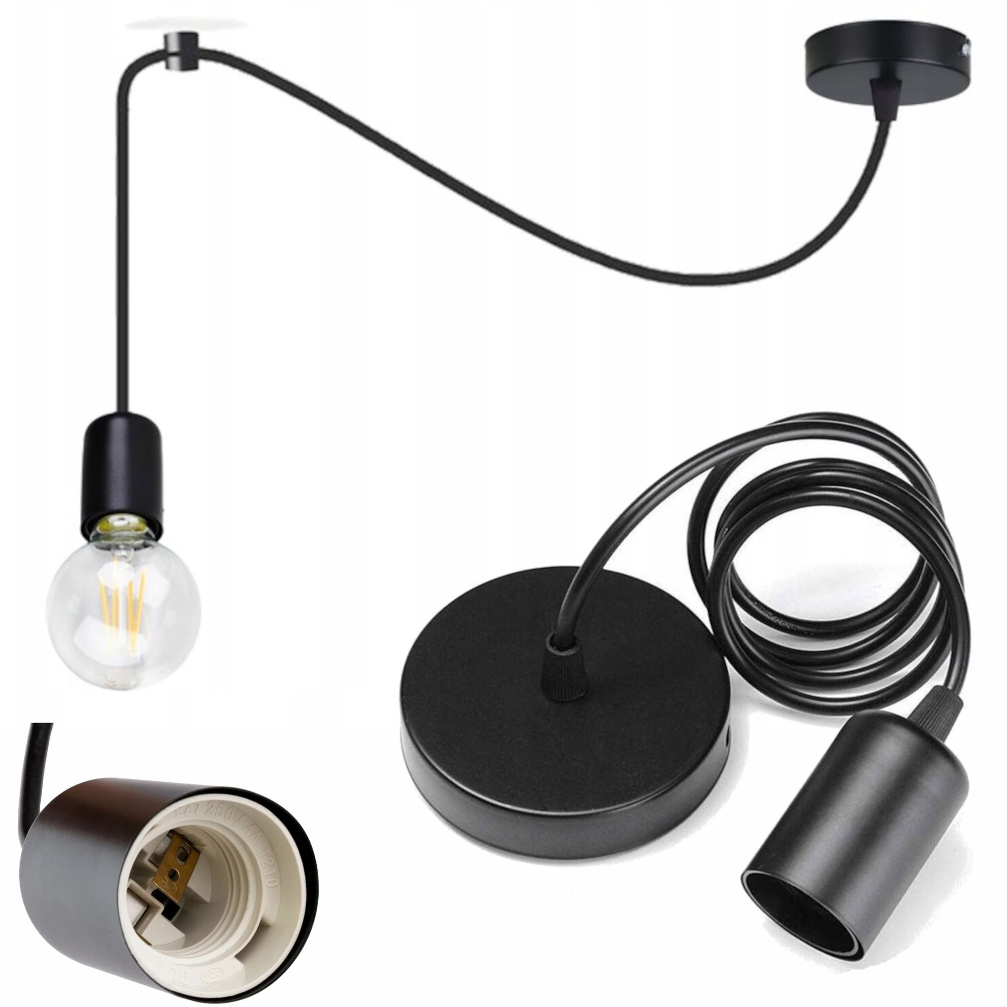  Pendant ceiling light zawijana loft style 2xe27 white for the living room kitchens