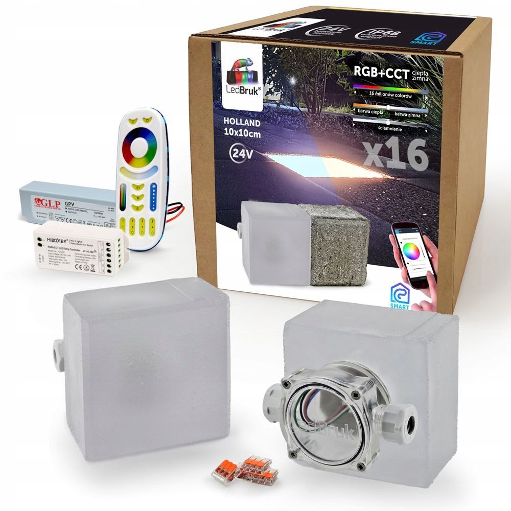  14x ledbruk šviečiančios trinkelės 10x10 rgb + cct