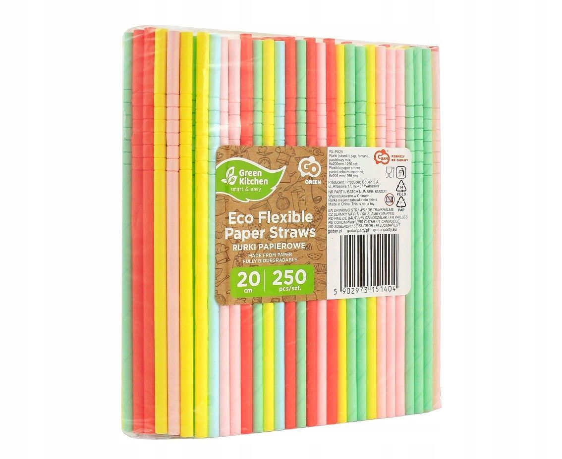  Slamky rúrky na pitie - papier zlomiť sa 250 počítač. 6x200mm - dúhy farba