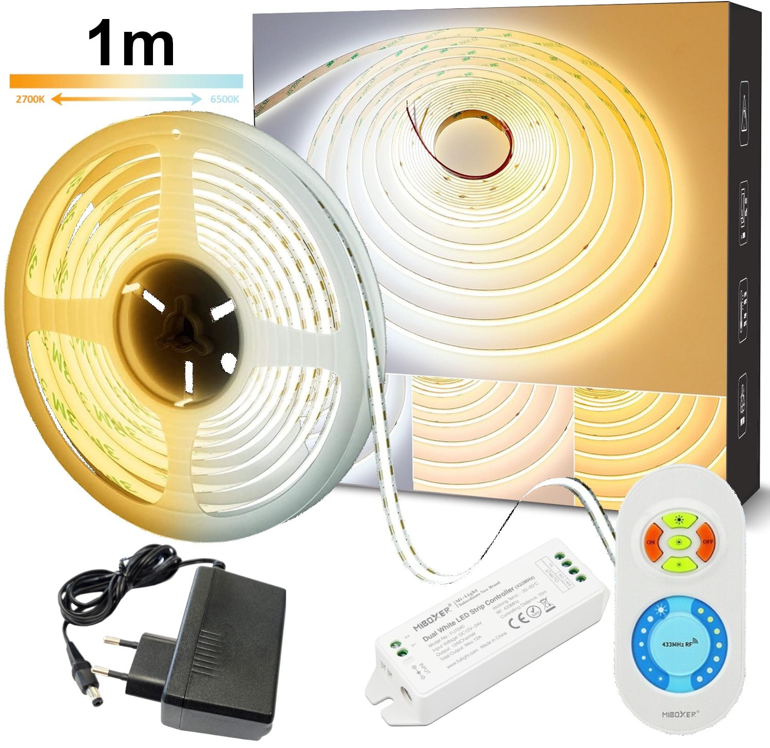  Led juosta cob 1m rgb neon spalva komplektas smart wifi android ios muzikinis