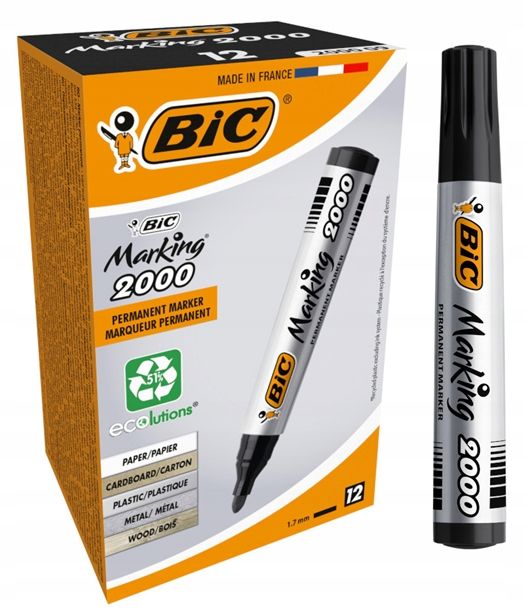  Bic permanentná fixka 2300 červený zastrihnutý hrot alkoholický marker