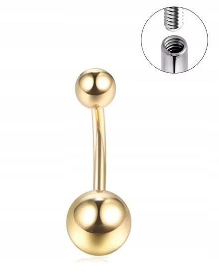  Titanium navel piercing with in balls golden piercing 1,6/10/8+5