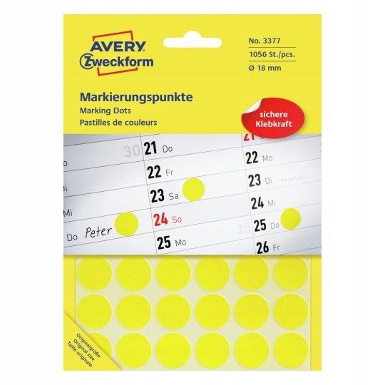  Etiķetes avery 3005riteņi punkti 18mm zils