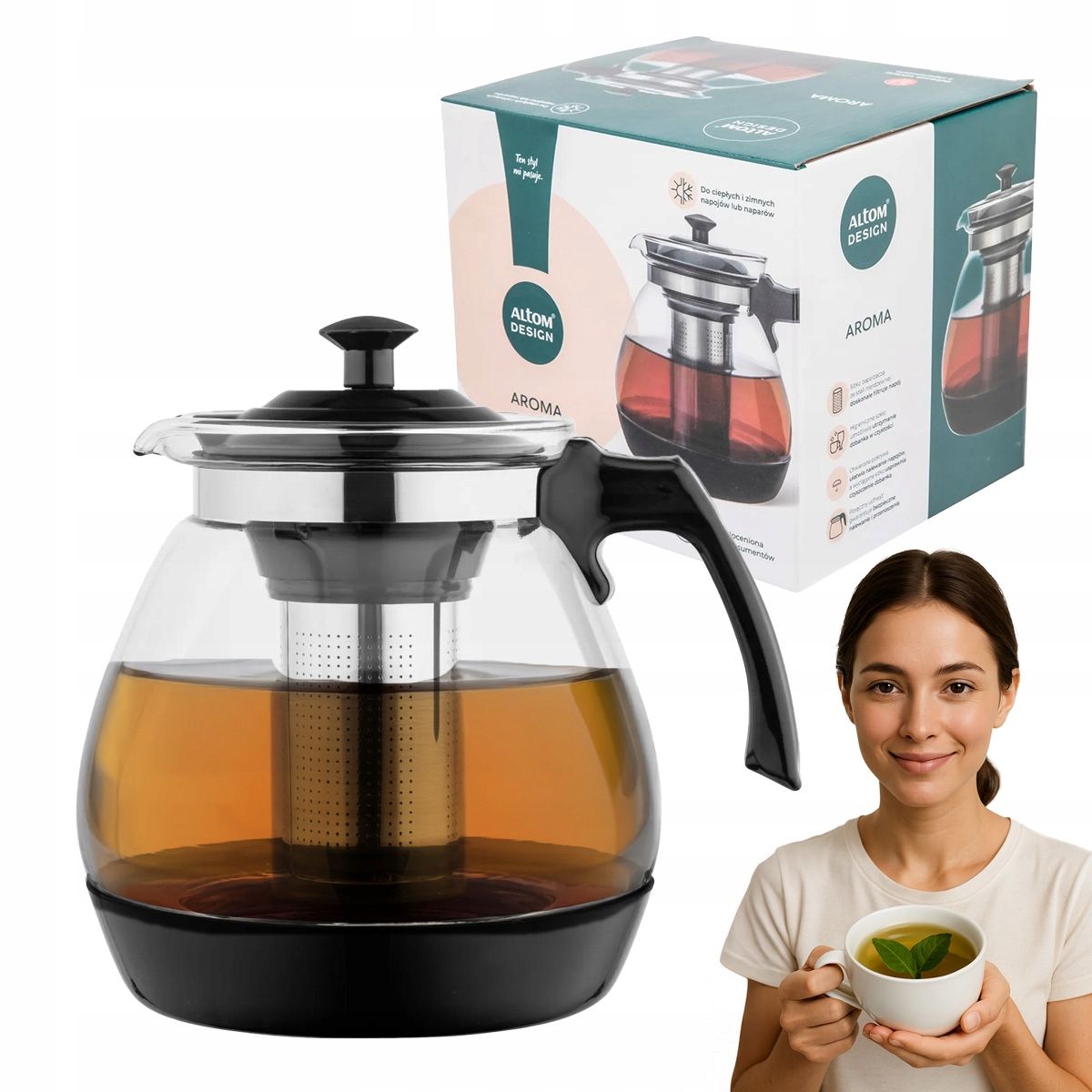  Krug mit einsatz infusorien für tee, kräuter teekanne altom regular 480 ml