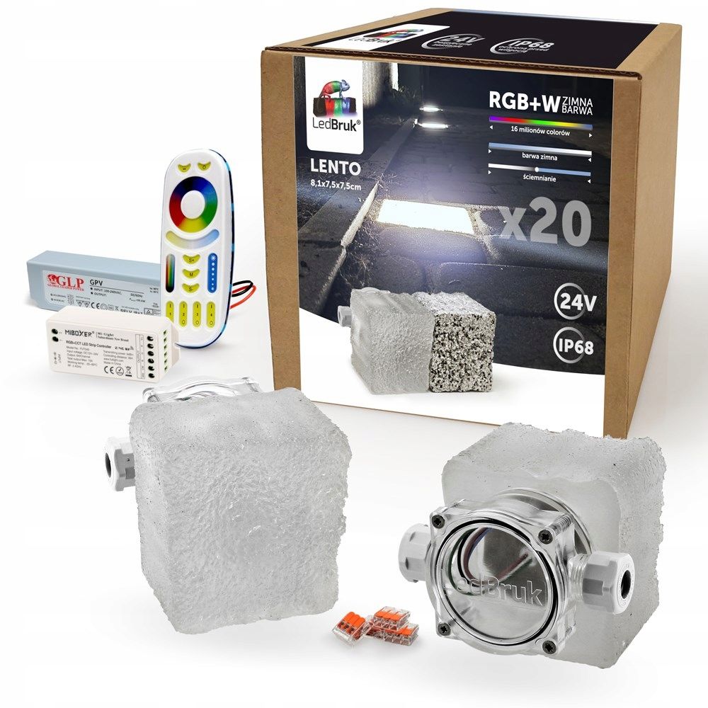  4x led šviečiančios trinkelės ledbruk 24v lento rgbw bz