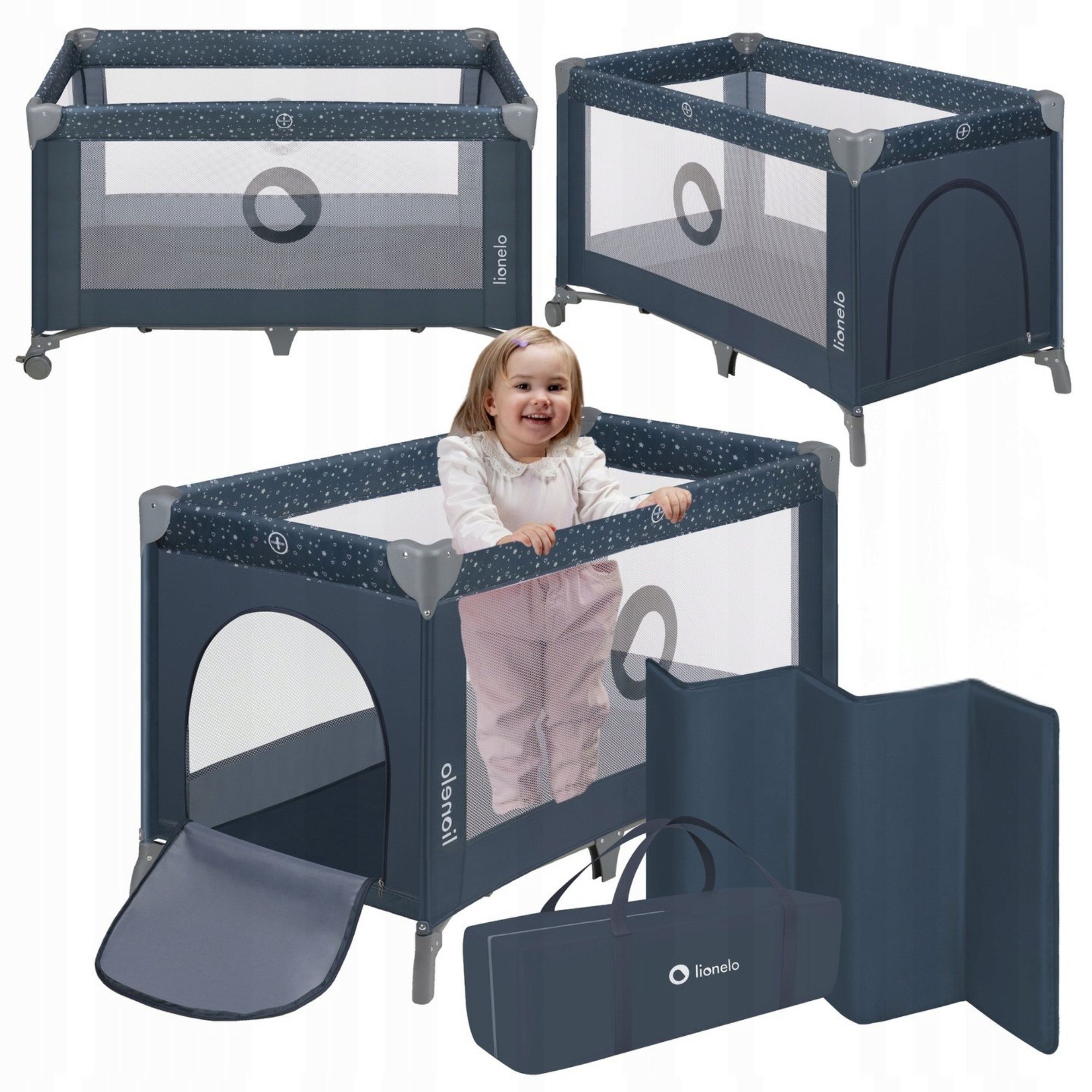 Travel cot children&#39;s play area comfortable mattress bag lionelo stefi