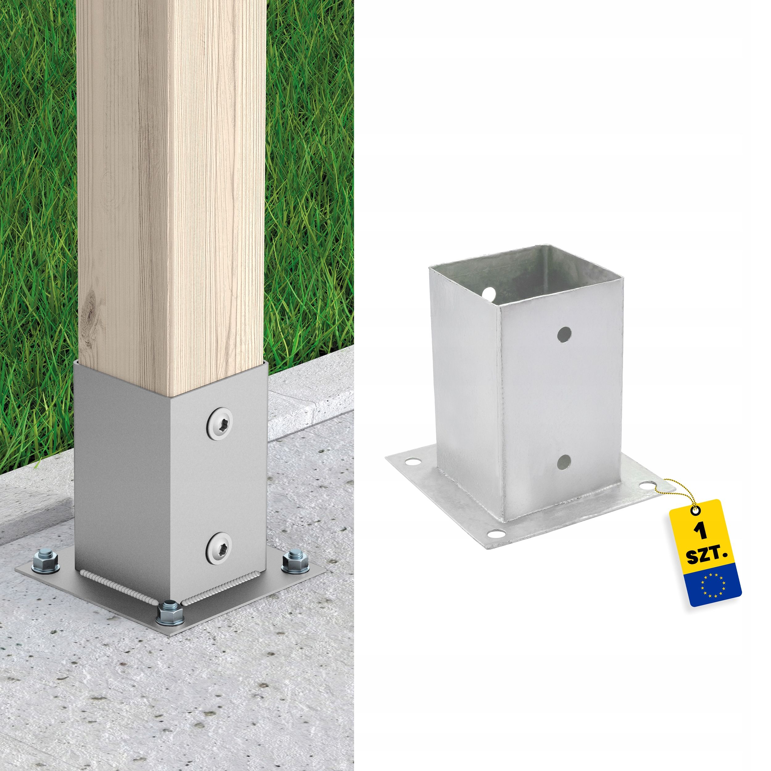  Základ držák na tyč 161x200 mm psp obdélníkový kotva do betonu oheň