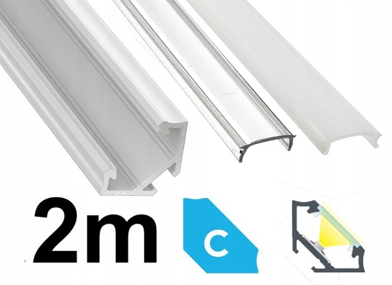  Kopa melns alumīnija profils atzina slim eco led sloksnēm 2m + kapuci