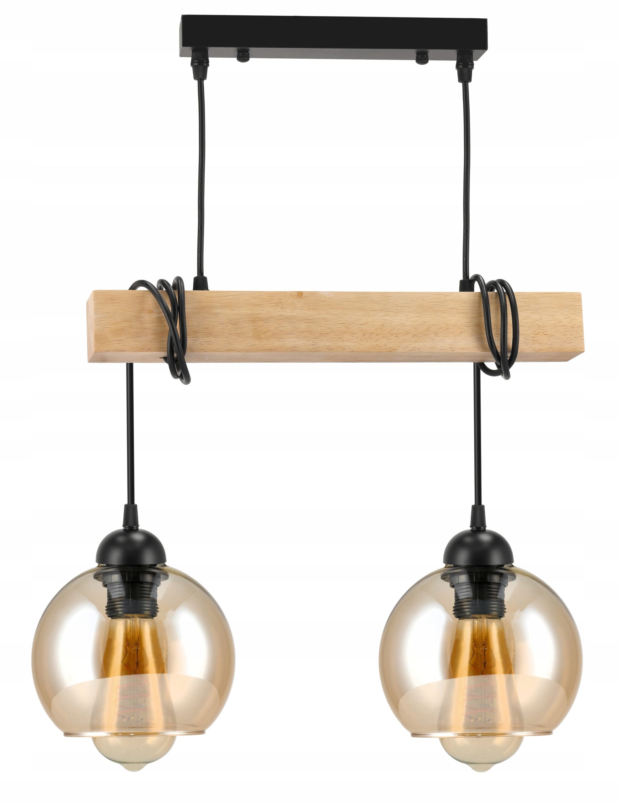  Stropné svietidlo visiace led drevený biala 3xe27 lampa amber jantár