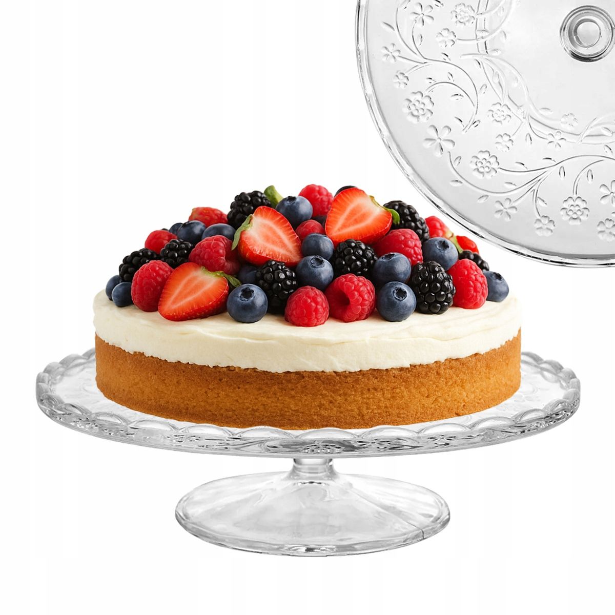  Stikla kūku statīvs ar vāku kūkai, pīrāgam augļi altam design venus 28 cm