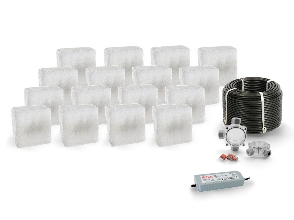  18x šviečiančios trinkelės led akropol 14x14 rgb
