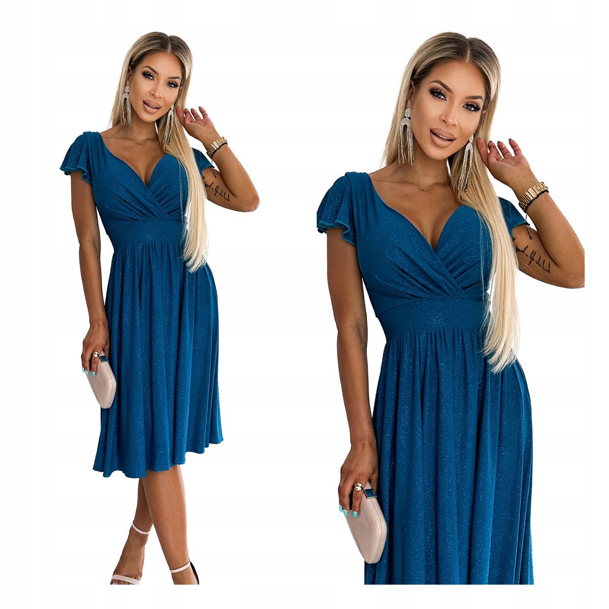  Damenkleid elegant kleid mit ausschnitt i kurz ärmel