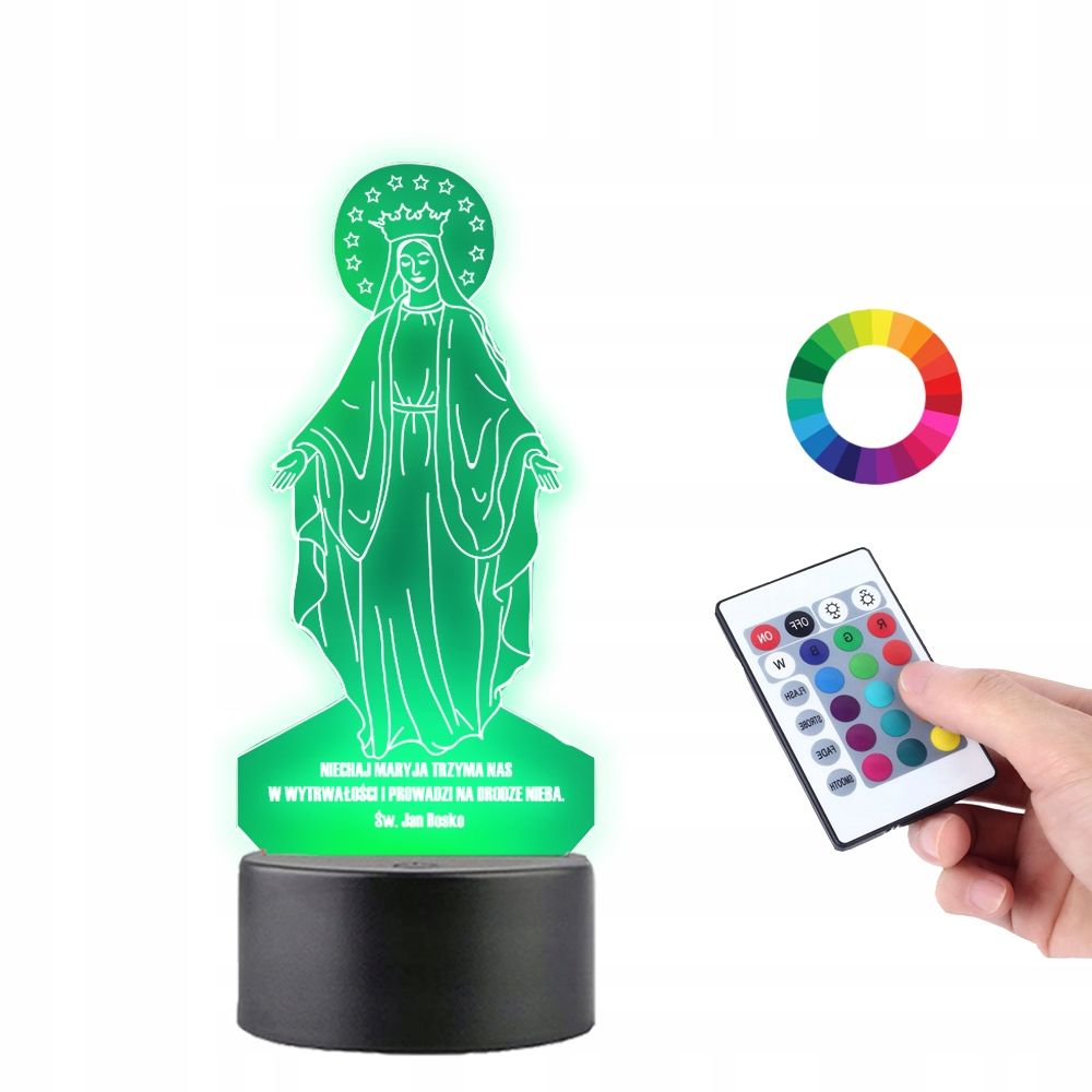  Light bulb on the glass pope jan pawel ii gift 3d led rgb + remote control 16 color