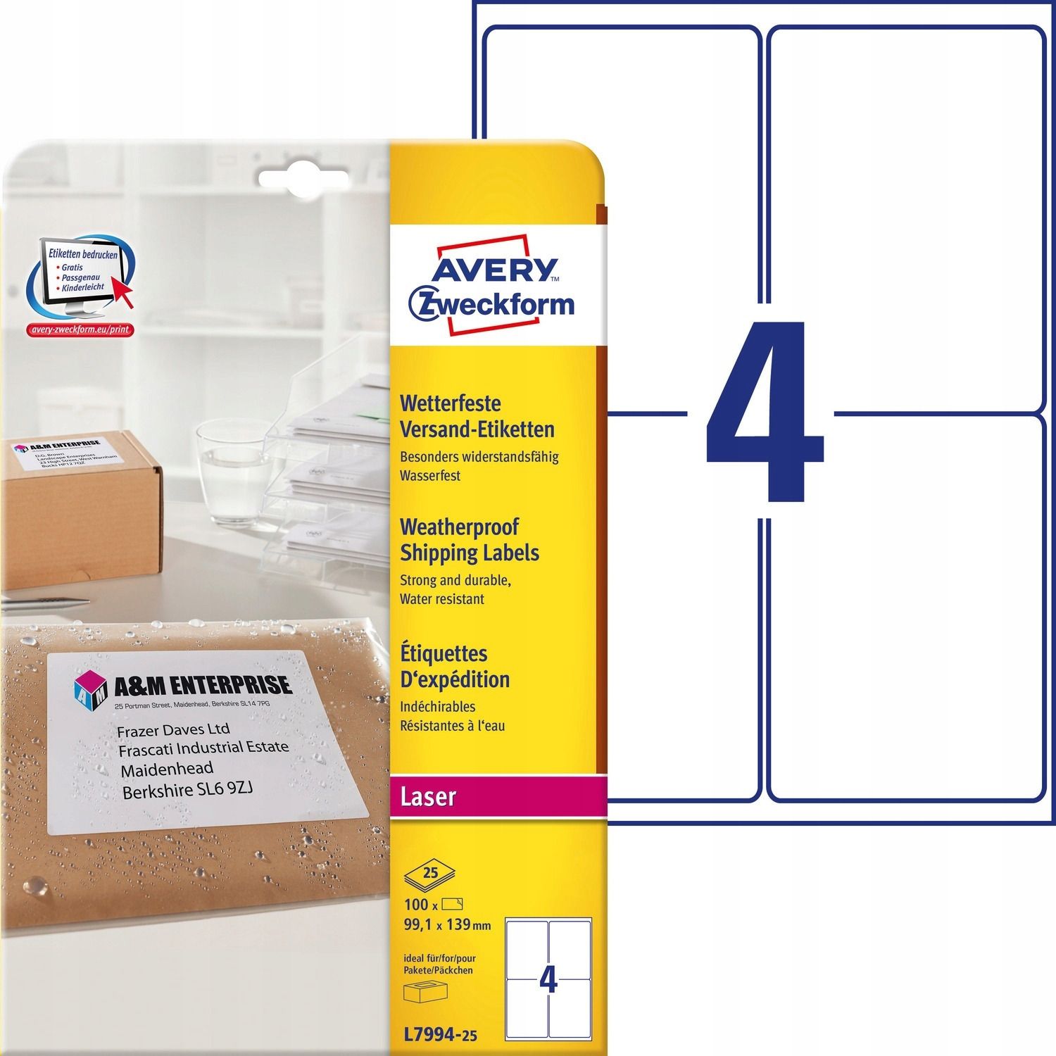  Lipnios etiketės spausdinimui a4 30 lapų 17,8x10mm avery