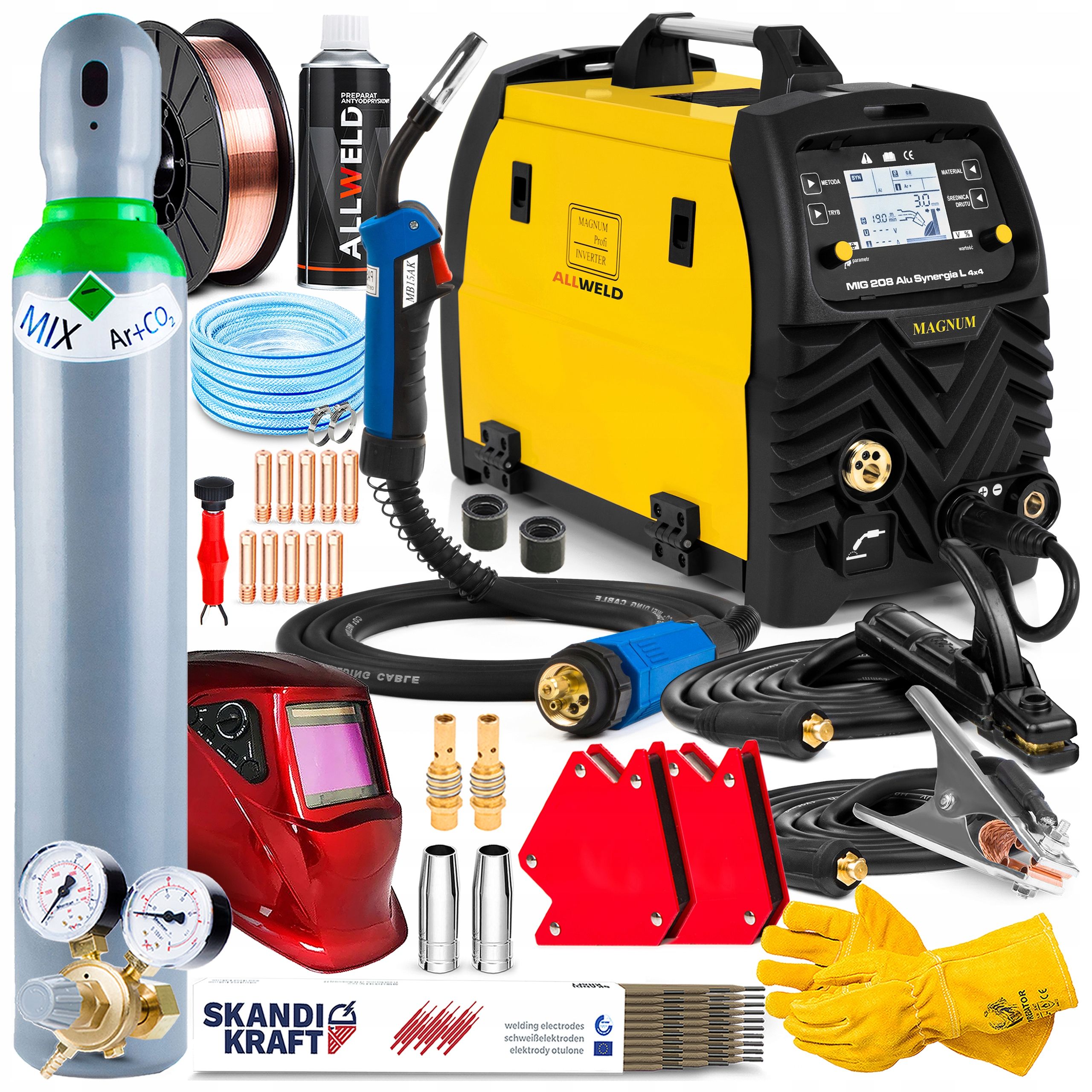  Suvirinimo pusautomatis magnum mig 208 alu sinergija l 4x4 mma tig 230v 200a