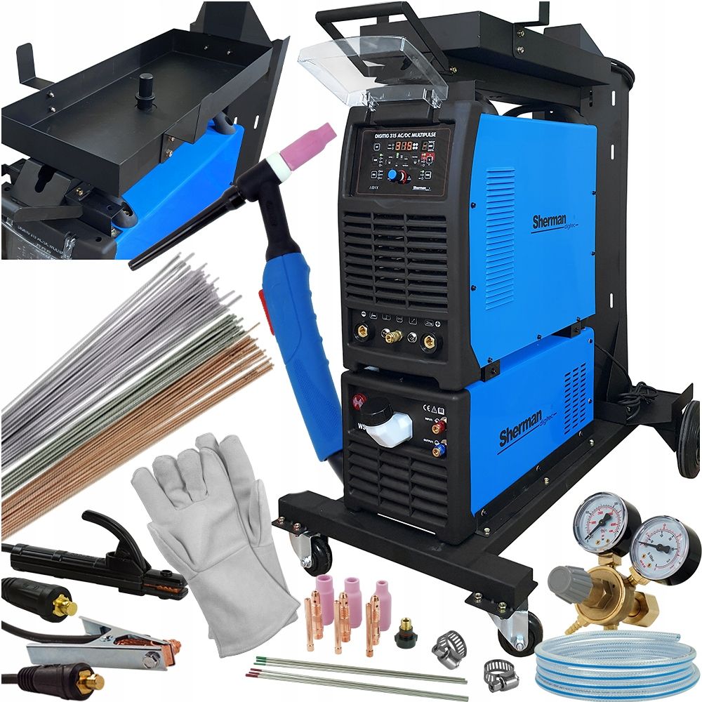  Suvirinimo aparatas sherman digitig 315 tig acdc 315a mma pulsas 400v komplektas suvirinimo