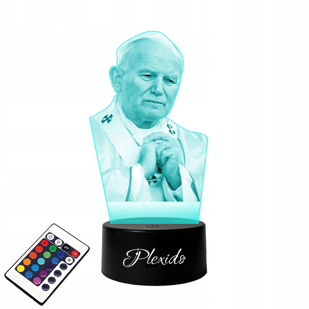  Light bulb on the glass pope jan pawel ii gift 3d led rgb + remote control 16 color