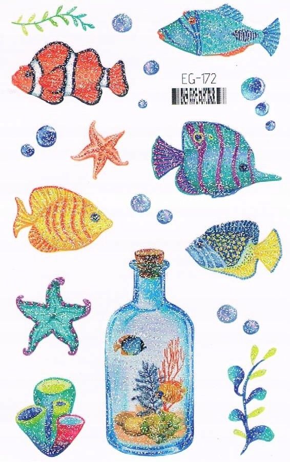  Washable tattoo shiny for children fish fish marine