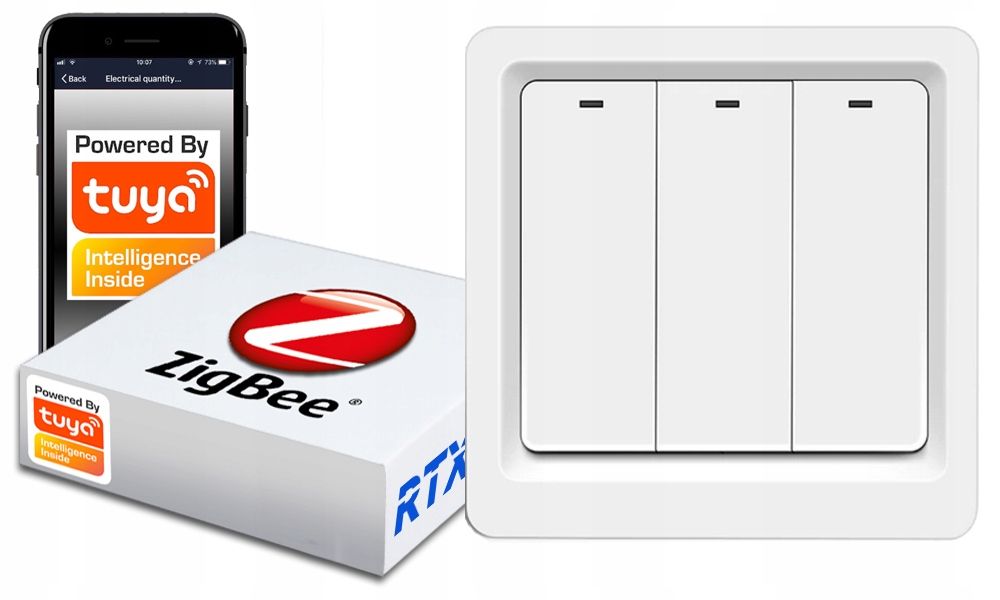  Vypínač světla 3 klik. zigbee tuya funguje béžový n