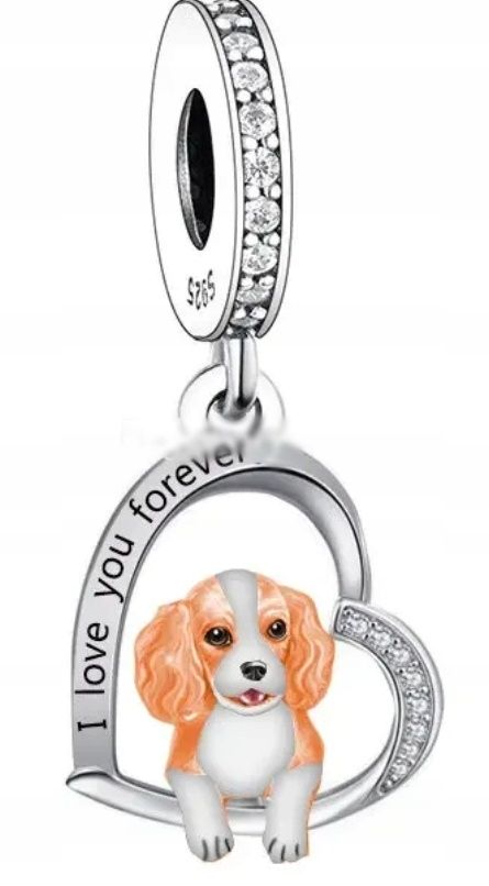  Md charms anhänger hündchen herz grau hund chihuahua steine | s925