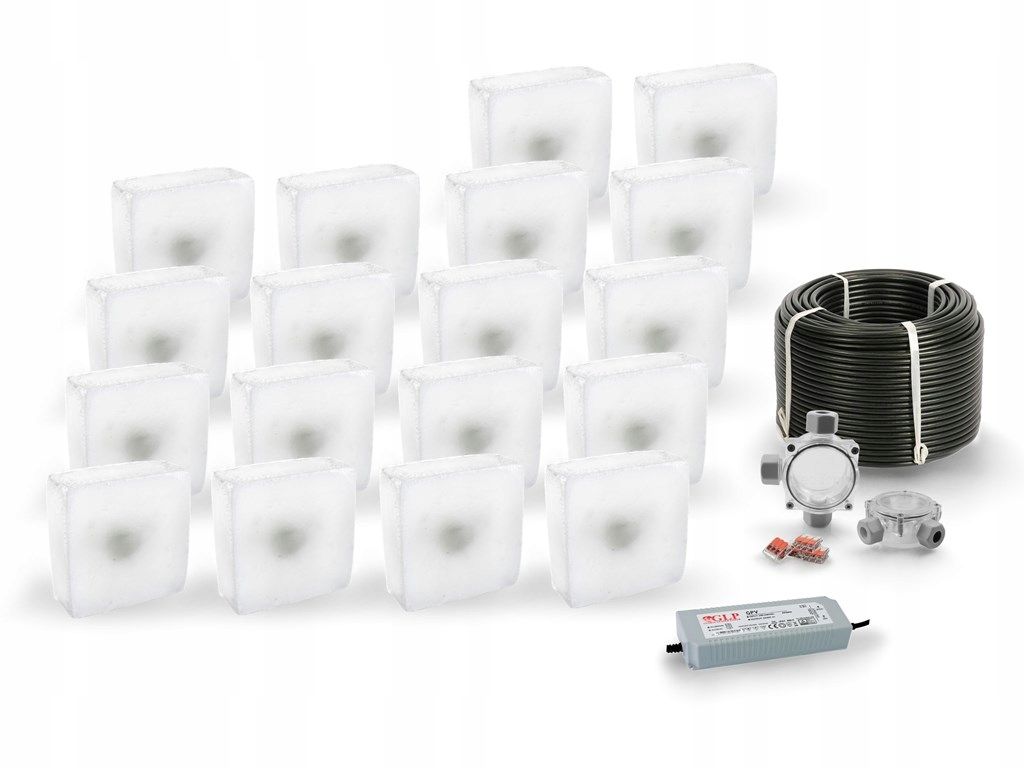  8x šviečiančios trinkelės led rocdeco 15x15 bd