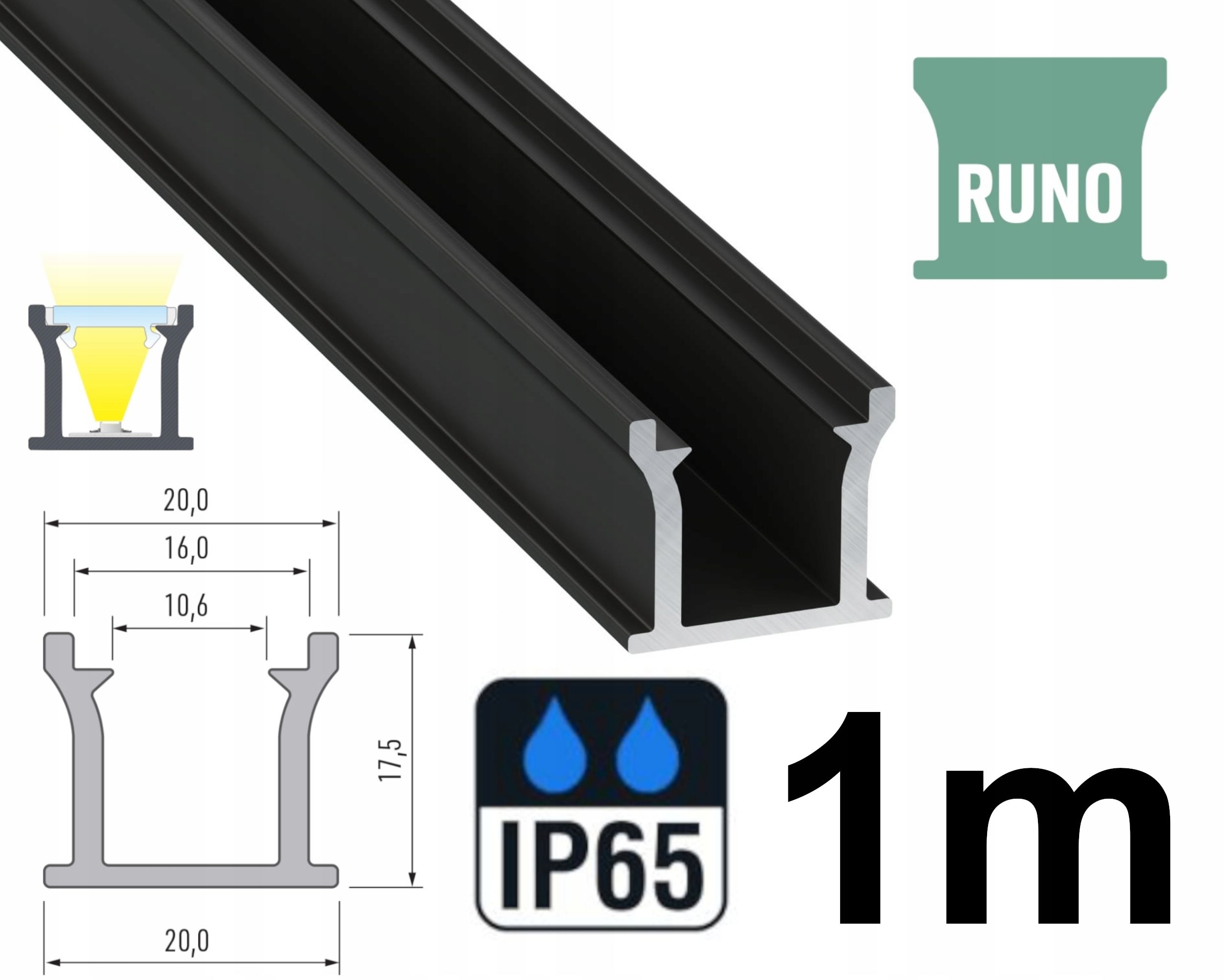  Profils led ūdensizturīgs ip65 ip67 terra sudrabs 2m