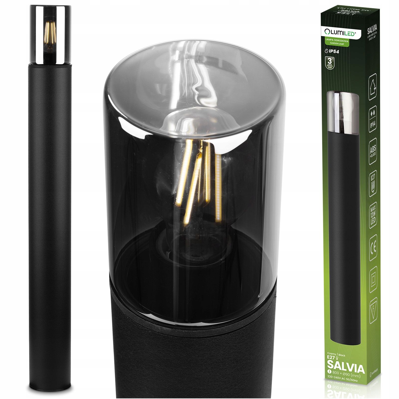  Led-lampe garten äußerlich im bau 80 cm 10w 700lm spalte 4000k schwarz