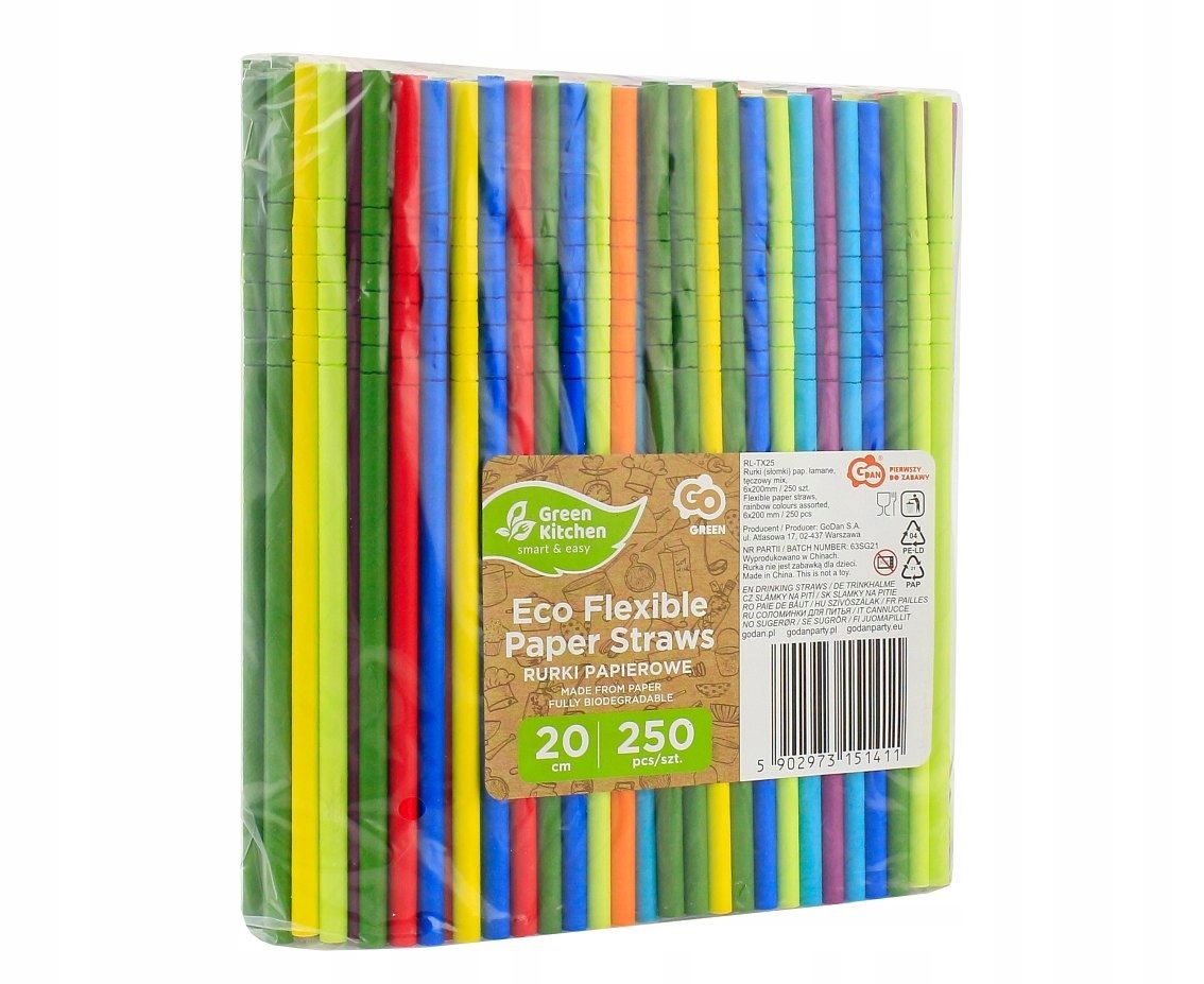  Slamky rúrky na pitie - papier zlomiť sa 250 počítač. 6x200mm - dúhy farba