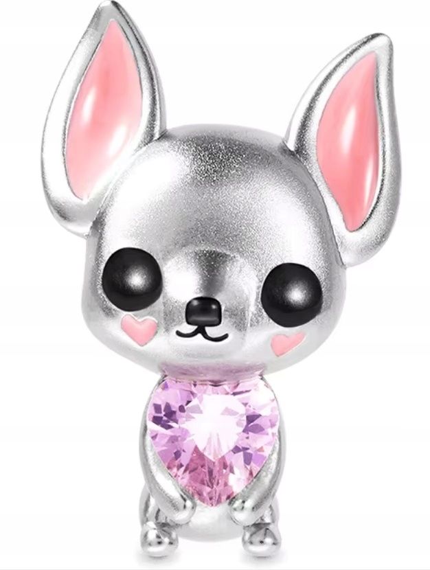  Md charms anhänger hündchen herz grau hund chihuahua steine | s925