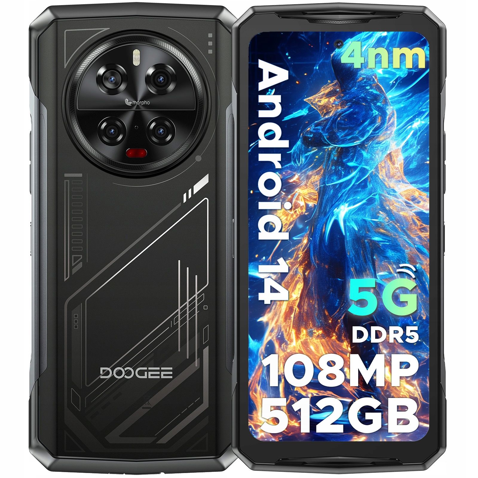  Viedtālrunis doogee v max pro 5g 120hz 22000mah 32/512gb android 14 sim 108mp