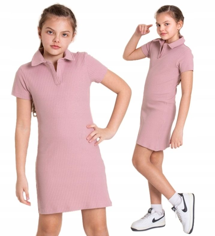  Kleid strickwaren gestreift kragen weiß 146 ns032