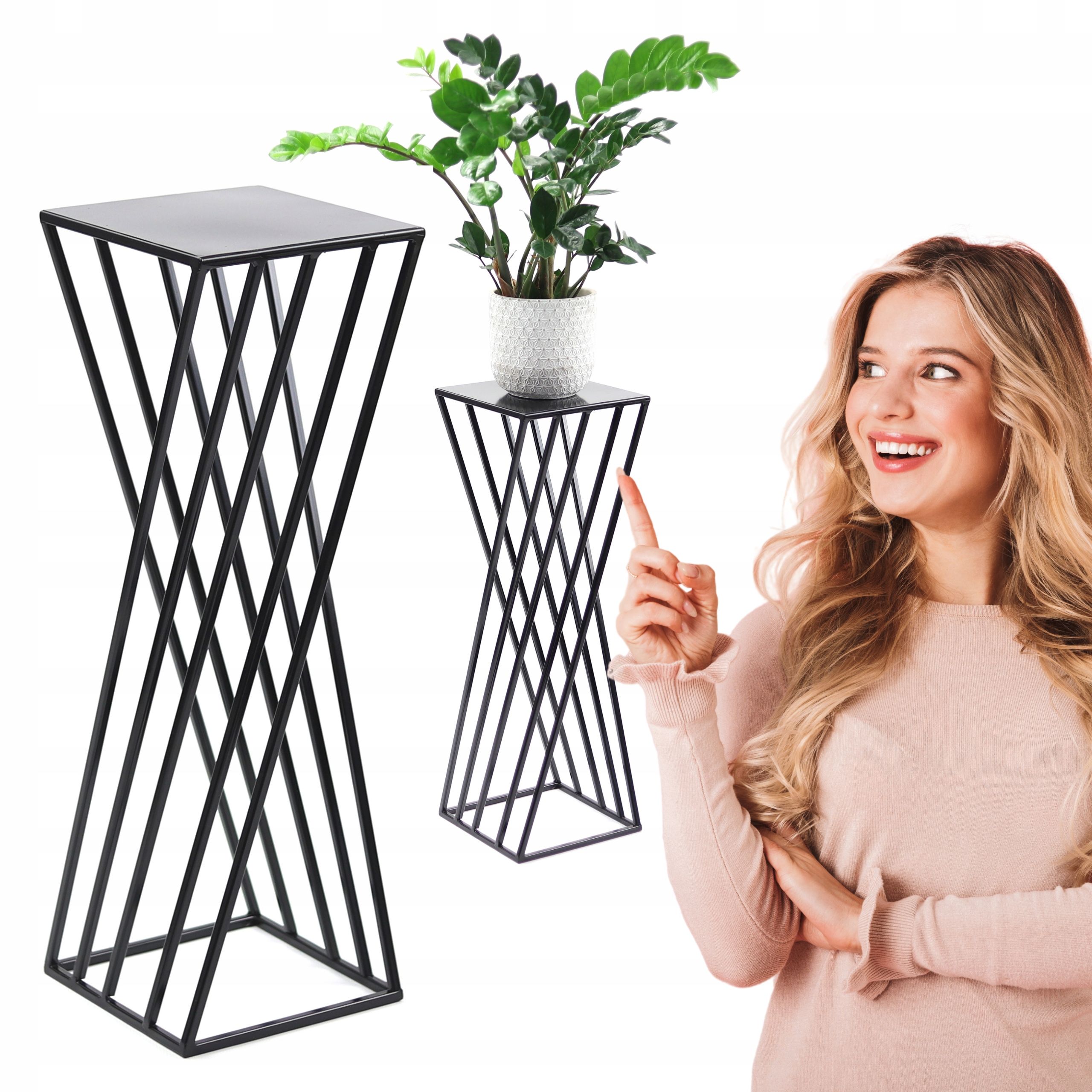 Modernus stovas gėlėms stovintis 100cm juodas lofto stiliaus