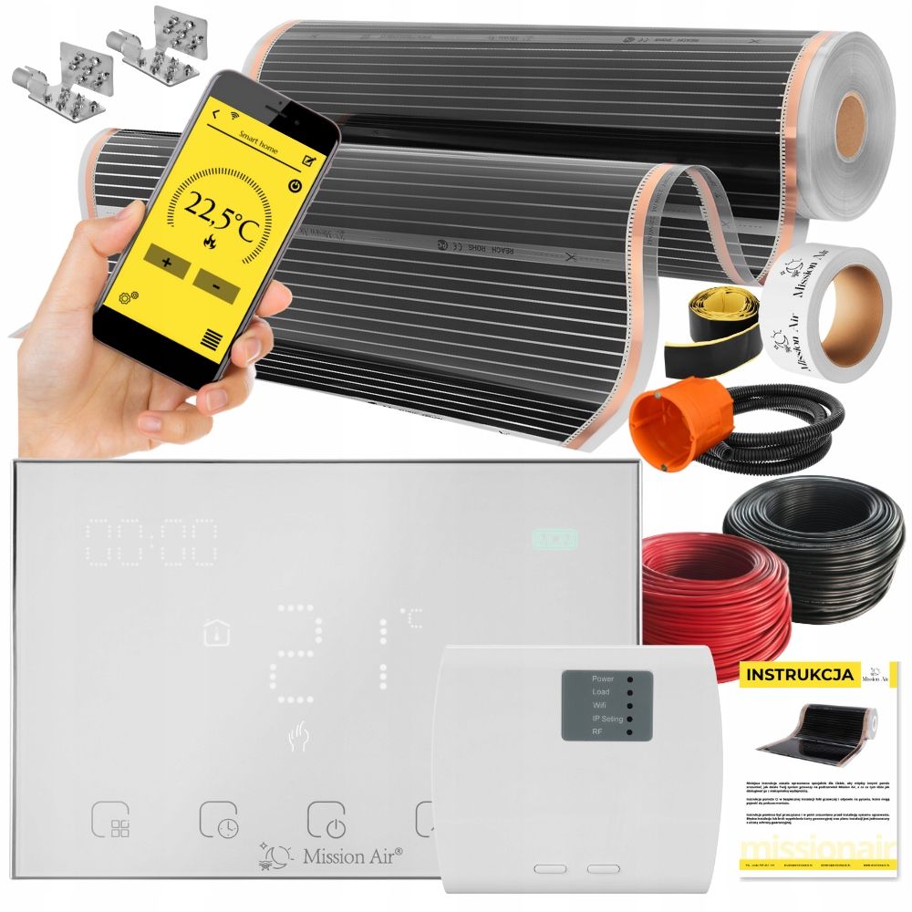  Kopa mission air filma infrasarkanais grīdas apsildes paklājiņš 100cm i 1m² 160w/m² ptc