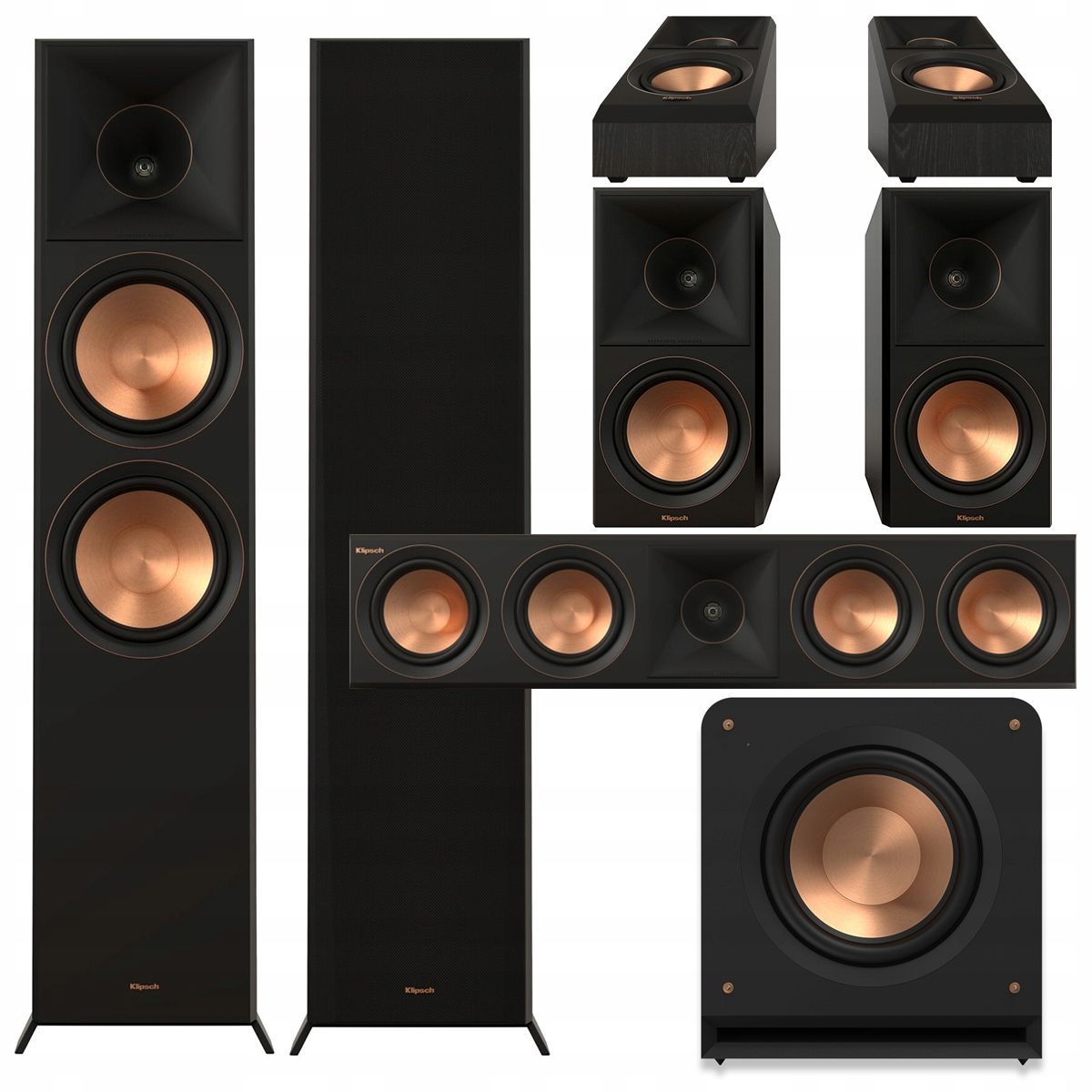  Klipsch rp-8000f ii + cs-18c + rp-504c + 500sa + rp-1200sw množina kiná 7.1
