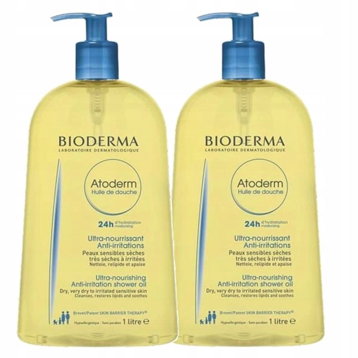  Bioderma atoderm huile aliejus 1000ml + gelis 1000ml dušo komplektas