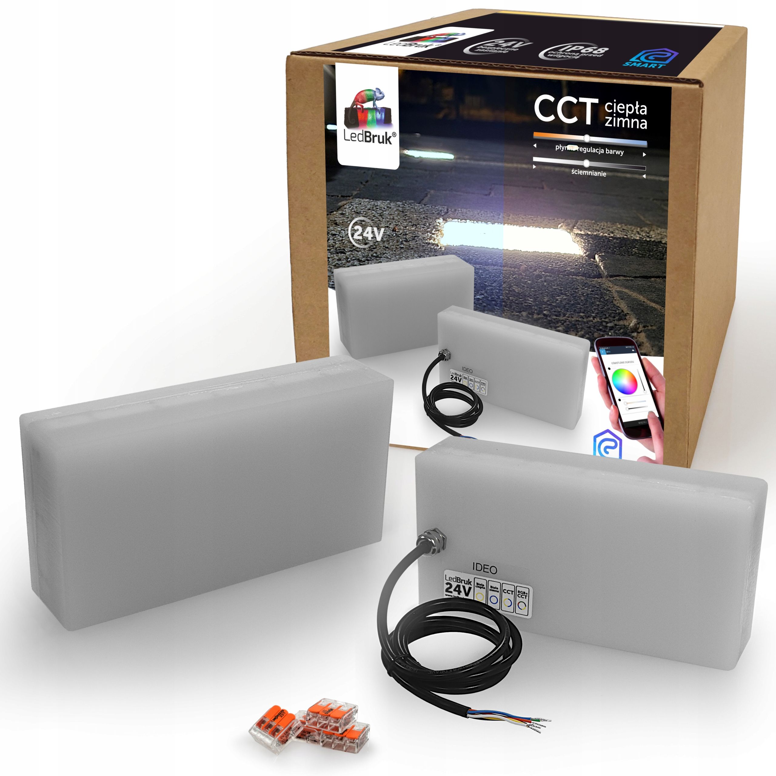  Šviečiančios trinkelės led apšvietimas į polbruk commix 20x10 rgb + cct