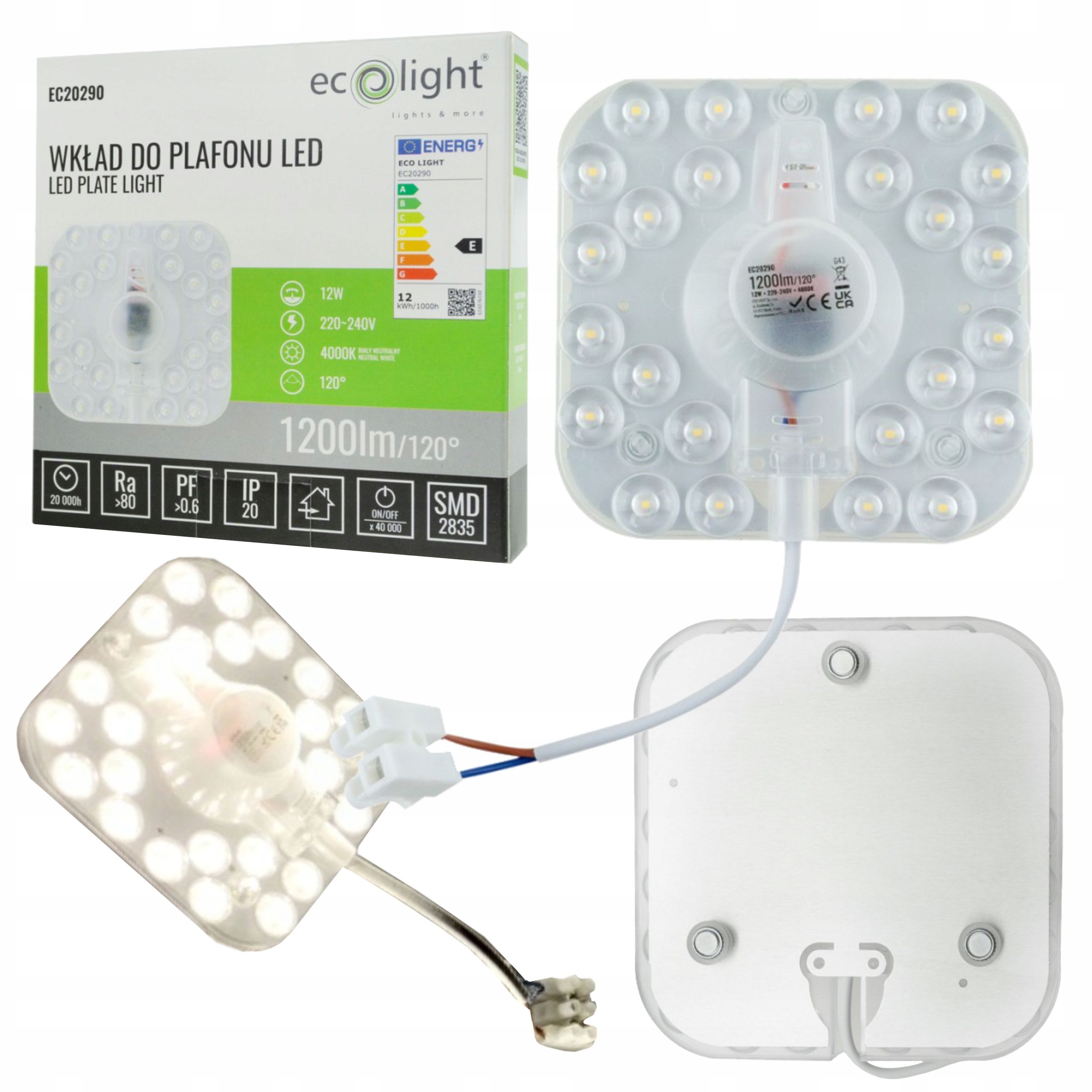  Zarowka dlaždice wklad robiť plafonu led smd 12w zdroj energie 4000k neutrálny magnet