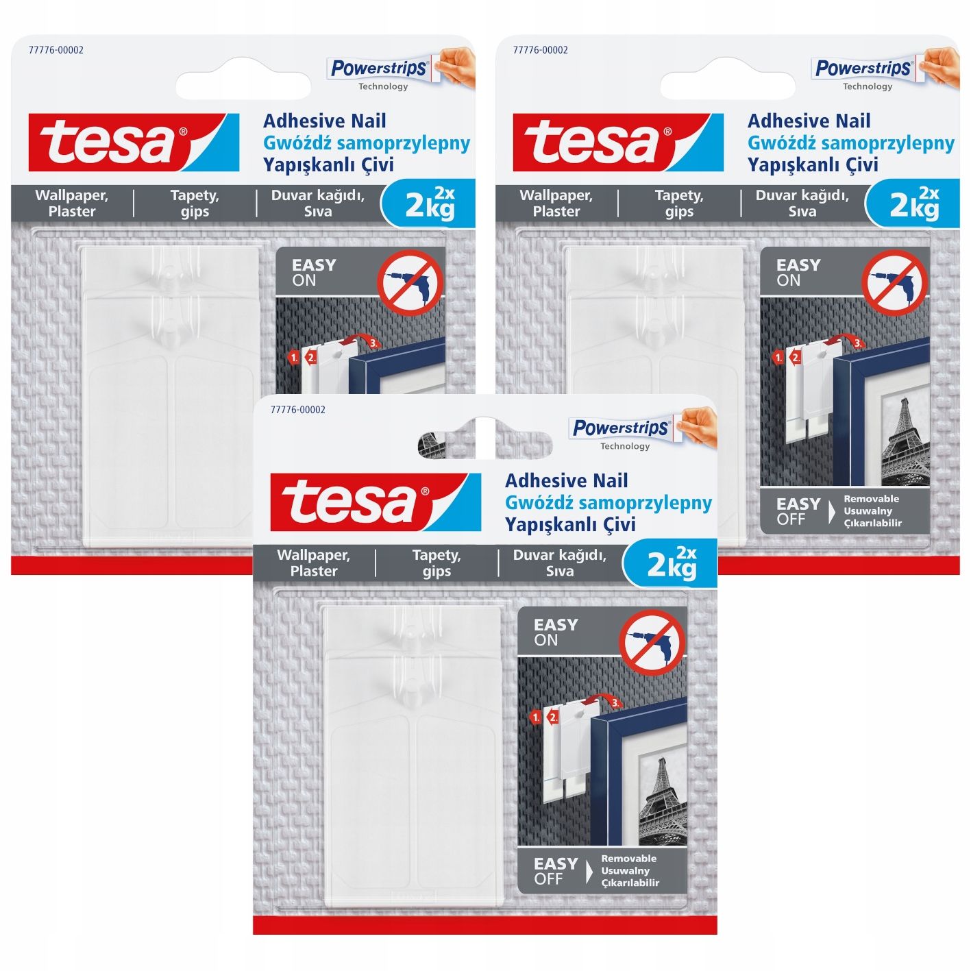  Tesa vinis lipnus paveikslams - kabliukai sieninis montavimas baltas 1kg x2