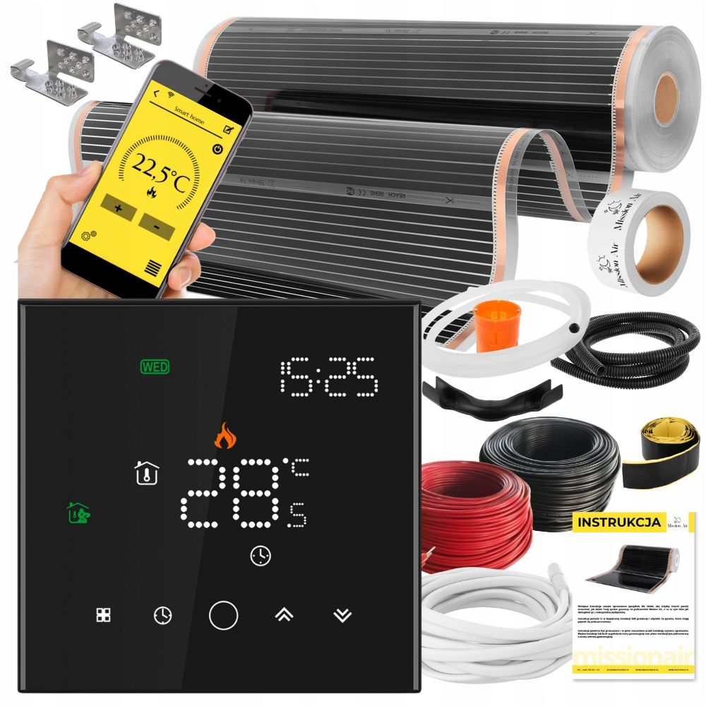 Kopa mission air filma infrasarkanais grīdas apsildes paklājiņš 100cm i 1m² 160w/m² ptc