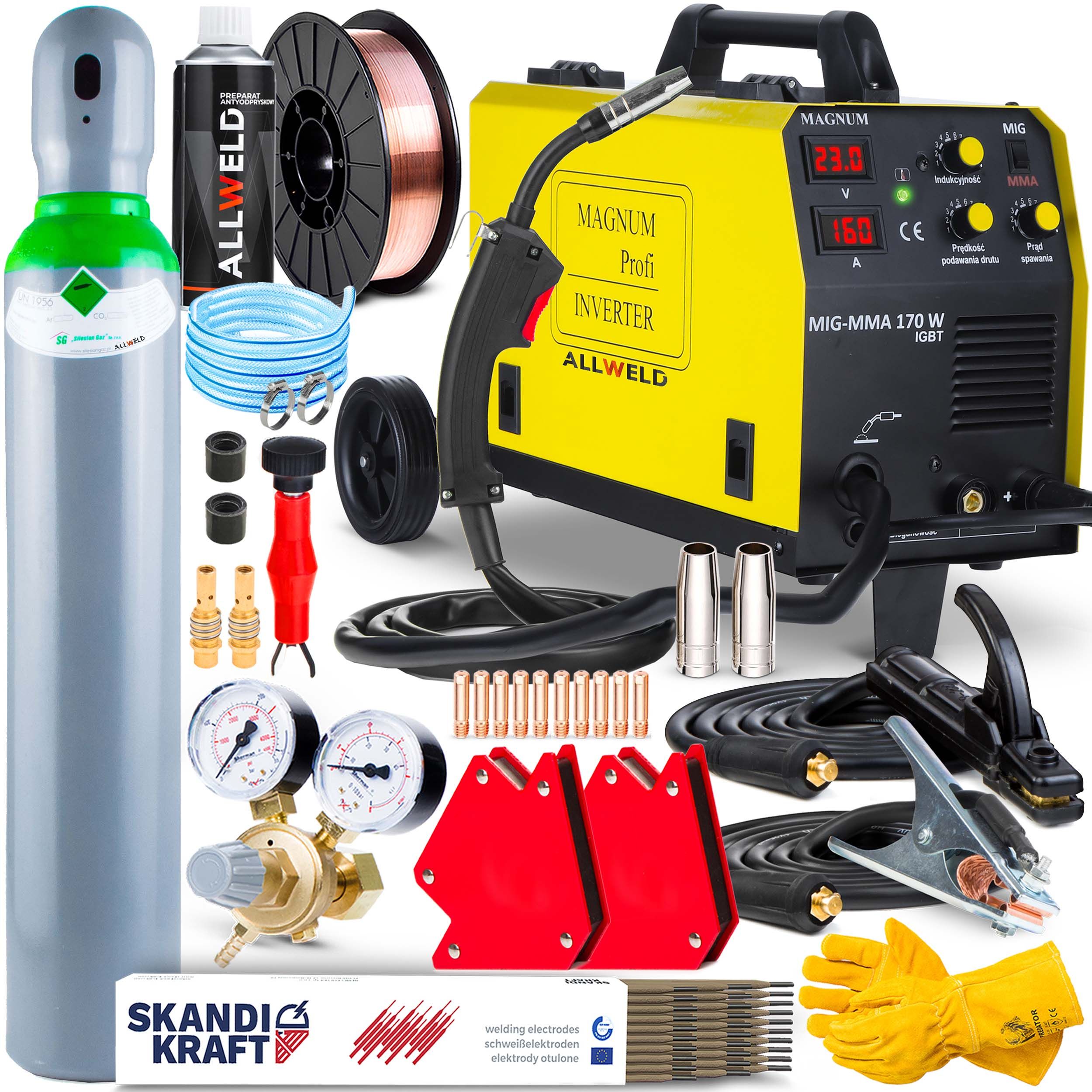  Suvirinimo aparatas mig magnum mig 170w mma magas alu igbt 230v 30-160a sinergija