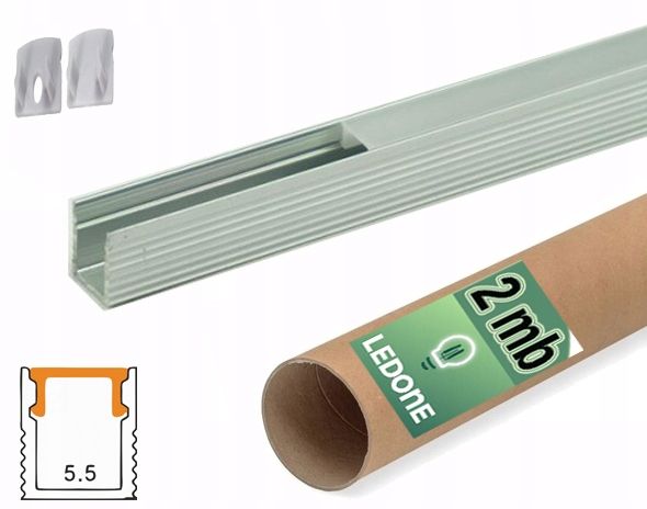  Kopa melns alumīnija profils atzina slim eco led sloksnēm 2m + kapuci