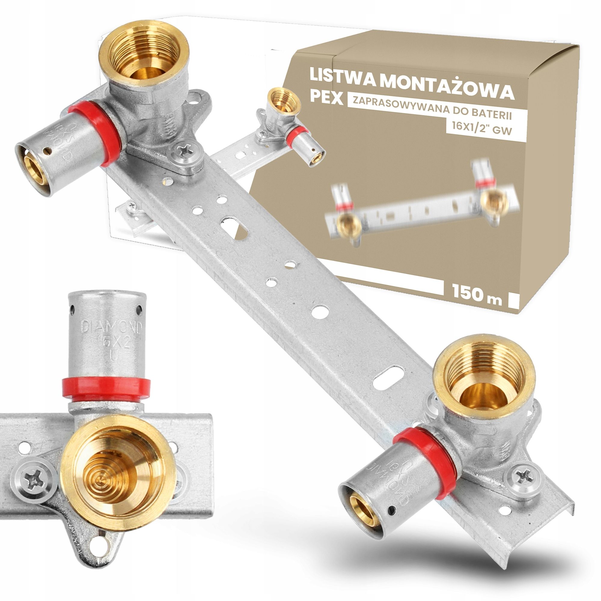  Upevňovací páska baterie 1/2x15 mm 150 mm nástěnný obklad koleno mosiezn lx